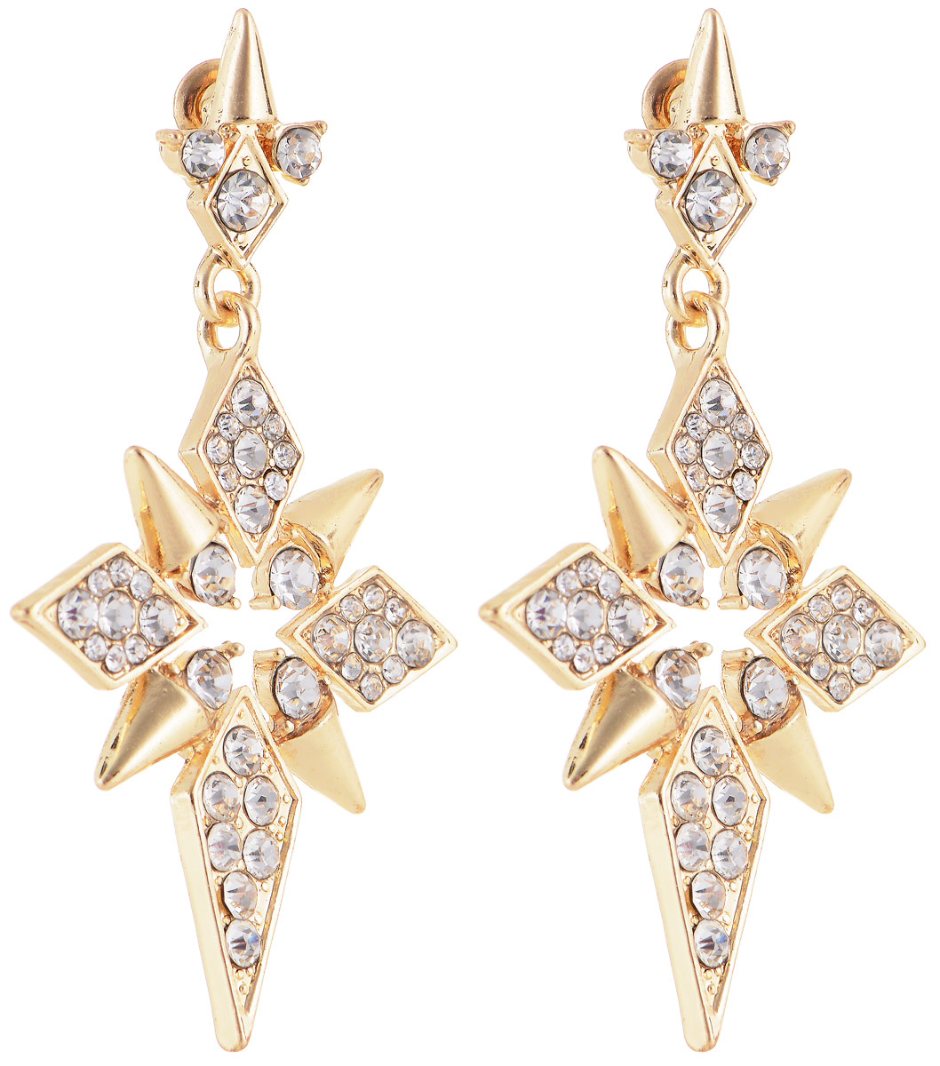 Серьги Vittorio Richi, цвет: золотистый. 91369767vr91369767vr Серьги Vittorio Richi, цвет: золотистый. 91369767vr91369767vrСерьги Vittorio Richi выполнены из металла. Декоративный элемент выполнен в оригинальном дизайне и оформлен вставками из страз. Изделие застегивается с помощью замка-гвоздика с заглушкой.
