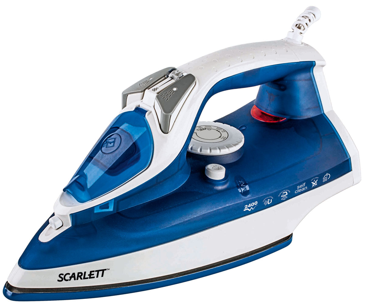 Scarlett SC-SI30E01, Blue утюгSC-SI30E01 Scarlett SC-SI30E01, Blue утюгSC-SI30E01Утюг Scarlett SC-SI30E01 облегчает уход за одеждой и безусловно порадует вас своими поистине безграничными возможностями. Ультрагладкая подошва утюга Scarlett SC-SI30E01 с керамическим покрытием обеспечивает идеальное скольжение и избавит ваши вещи даже от самых сложных складок. Прибор обладает всеми необходимыми характеристиками для отличного результата: сухое глажение, отпаривание с регулировкой, функция разбрызгивания, возможность вертикального отпаривания. Модель оснащена функциями парового удара и самоочистки, а также системами антикапля и антинакипь. Помимо этого утюг Scarlett SC-SI30E01 оснащен функцией Автоотключение. Он выключается через 30 секунд в горизонтальном положении, через 8 минут в вертикальном положении. Сетевой шнур крепится при помощи шарового механизма, что не позволяет ему запутаться во время эксплуатации.