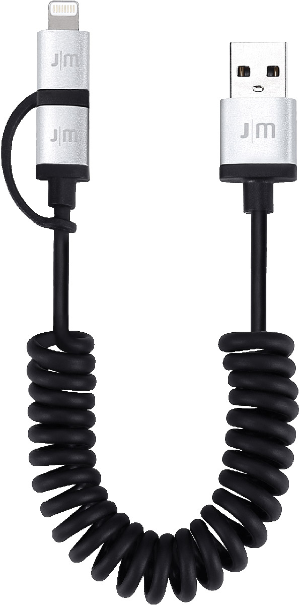 Just Mobile AluCable Duo Twist 2-in-1 кабель microUSB/USB 2.0 + Lightning (1.8 м)DC-189 Just Mobile AluCable Duo Twist 2-in-1 кабель microUSB/USB 2.0 + Lightning (1.8 м)DC-189Кабель Just Mobile AluCable Duo Twist со специальным переходником с microUSB на Lightning предназначен для использования как с устройствами от Apple, так и с другими устройствами с microUSB разъемом. Подходит для повседневных задач, таких как синхронизация данных, передача файлов или зарядка устройства.