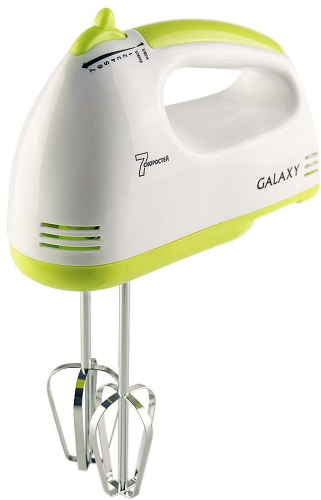Galaxy GL 2206 миксер4630003365316 Galaxy GL 2206 миксер4630003365316Миксер электрический Galaxy GL2206 предназначен как для взбивания и перемешивания продуктов, так и для замешивания теста. 7 скоростей работы позволят регулировать процесс обработки продуктов. Кнопка для извлечения насадок сэкономит время и облегчит эксплуатацию миксера. Благодаря стильному современному дизайну данная модель впишется в любой интерьер и не займет много места на кухне.