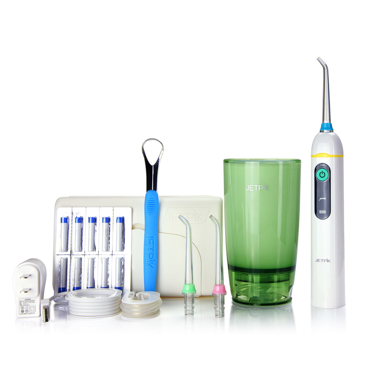 Ирригатор полости рта Jetpik JP50-EliteJA05-103-02 Ирригатор полости рта Jetpik JP50-EliteJA05-103-02Сочетает в себе очищающее действие зубной нити (смарт-флосса), воды и воздуха. Легкий в использовании, очень эффективный и экономит время Здоровые десны и чистые зубы уже через 7 дней. Клинически доказано, что удаляет до 99% зубного налета. Инновационная комбинация давления воды и пульсирующей флосс- системы (20-25 колебания в сек) удаляет остатки пищи глубже и быстрее, между зубами и ниже линии десен, в труднодоступных местах вокруг брекетов, между зубными имплантатами и коронками. Пульсирующая под давлением воды смарт флосс- система создает дополнительную силу трения. Лабораторно доказано что JETPIK на 240% более эффективно удаляет зубной налет и биопленку, чем обычные водные ирригаторы. Эффективный, безопасный и простой в использовании. Идеально подходит для тех, кто с имплантатами, коронками, брекет-системами, мостовидными протезами, пародонтальными карманами. Портативный и компактный - по размерам не больше электрической зубной щетки, благодаря встроенной литиевой батарее...
