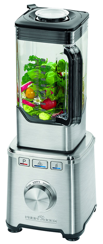 Profi Cook PC-SM 1103 блендерPC-SM 1103 Profi Cook PC-SM 1103 блендерPC-SM 1103Профессиональный блендер Profi Cook PC-SM 1103 позволит сделать ваш повседневный рацион питания более разнообразным. Данная техника рассчитана на измельчение разных видов продуктов. При помощи него вы без труда измельчите овощи, смешаете любые ингредиенты, приготовите коктейли и соки, взобьете кремы и многое другое. При своей высокой функциональности блендер не занимает много места на кухонном столе. Он весьма компактен, а наличие нескольких режимов работы позволит без труда получить желаемый результат при измельчении продуктов. Съёмный нож с 6 лезвиями из нержавеющей стали Максимальная скорость 32000 об/мин