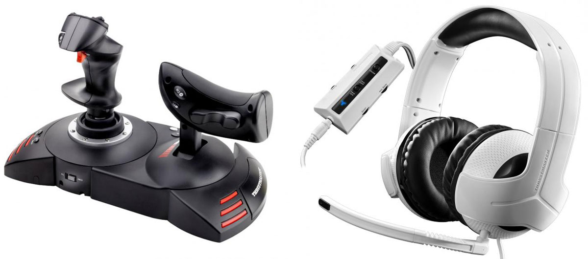 Джойстик Thrustmaster T-Flight Hotas X Warthunder Pack для PS3/PC + игровая гарнитура Thrustmaster Y300CPX для PS4THR55 Джойстик Thrustmaster T-Flight Hotas X Warthunder Pack для PS3/PC + игровая гарнитура Thrustmaster Y300CPX для PS4THR55Thrustmaster T-Flight Hotas X - высокочувствительный джойстик со съемным рычагом управления и прямой конфигурацией для моментального взлета. Специальная кнопка Preset (предварительные настройки) для моментального переключения игры с одной системы настроек на другую. Съемный эргономичный сектор газа в натуральную величину. Элементарно простое и быстрое подключение по типу Plug & Play, с набором предварительно настроенных функций (без забот о настройках). Большая опора для руки, обеспечивающая высокий комфорт. Двойное управление: с помощью поворота рукоятки (с интегрированной системой блокировки) или с помощью современного качающегося рычага. Встроенная память для сохранения настроек джойстика. 12 кнопок и 5 осей могут быть запрограммированы. Специальная кнопка Mapping (переопределение): все функции клавиш могут быть моментально изменены. Гашетка торможения (гражданский полет) или быстрого огня...
