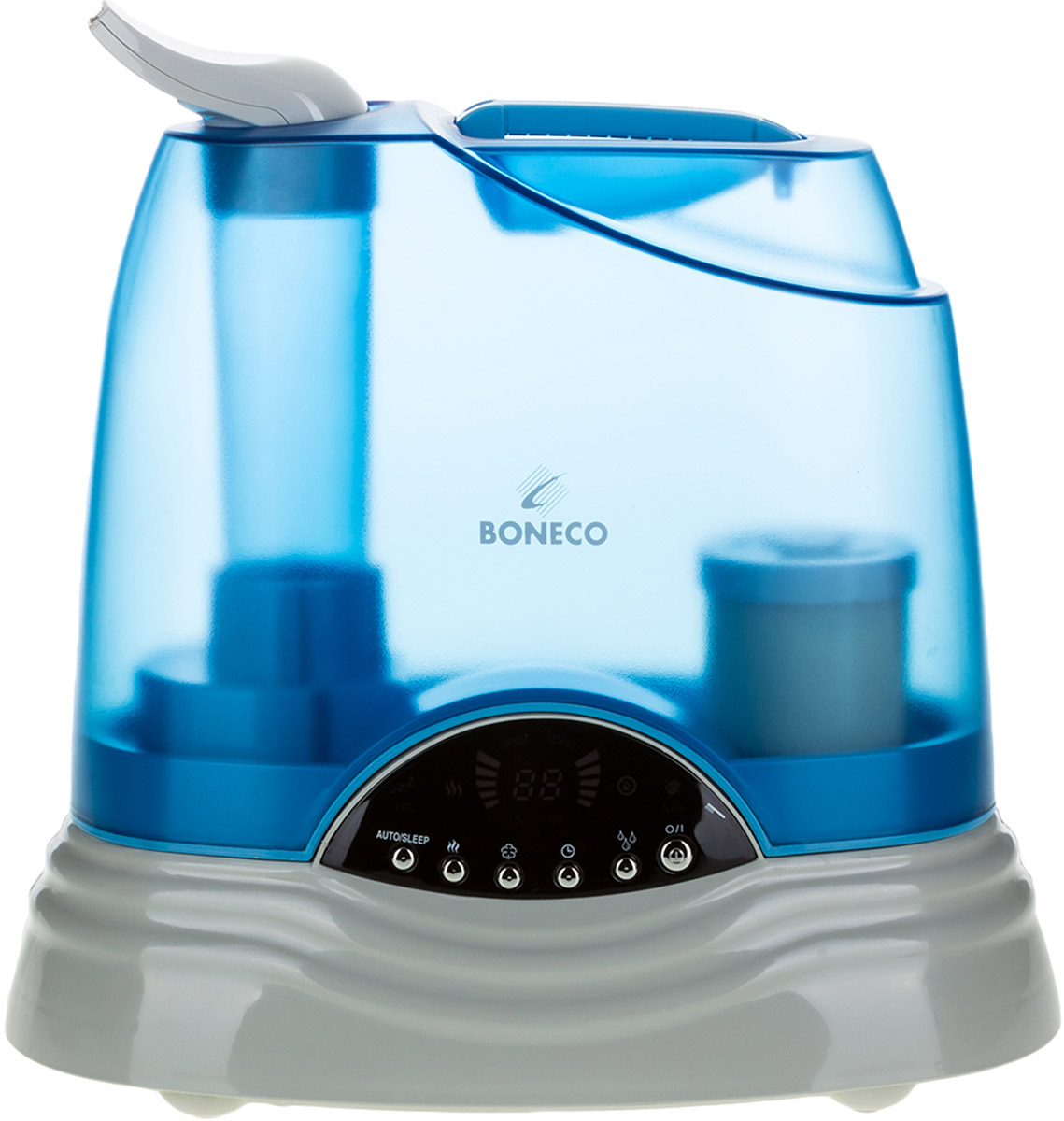 Boneco U7135 ультразвуковой увлажнитель воздухаНС-1082224 Boneco U7135 ультразвуковой увлажнитель воздухаНС-1082224Ультразвуковой увлажнитель воздуха Boneco U7135 — прибор с зеркальным дисплеем и электронным управлением, удачно сочетающий 2 вида увлажнения – «холодный» и «теплый пар». Увлажнитель Boneco U7135 экономичен с точки зрения расхода электроэнергии, работает с низким уровнем шума и удобен в управлении. К тому же, прибор оборудован встроенным гигростатом, который поддерживает заданный уровень влажности в помещении. Информативный ЖК-дисплей прибора значительно облегчит его эксплуатацию, отображая режим работы, текущую и заданную влажность в помещении. Сменный фильтр-картридж с ионообменной смолой смягчает и обеззараживает воду, а функция нагрева воды (пастеризация) гарантирует гигиенически чистый пар и повышает эффективность увлажнения. Увлажнитель Boneco U7135 самостоятельно контролирует «собственное здоровье»: в увлажнителе предусмотрен датчик загрязнения, который загорается в случае необходимости почистить прибор.