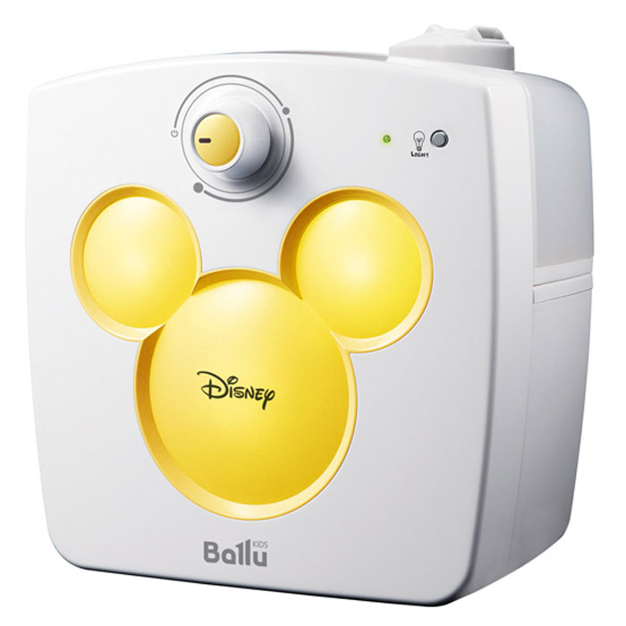 Ballu UHB-240 Disney, Yellow ультразвуковой увлажнитель воздухаНС-1054835 Ballu UHB-240 Disney, Yellow ультразвуковой увлажнитель воздухаНС-1054835Увлажнитель воздуха Ballu UHB-240 Disney предназначен для поддержания комфортного уровня влажности в детской комнате. В отопительный период влажность воздуха в помещениях существенно ниже нормы (40-60%). Сухой воздух способствует распространению вирусных заболеваний, приводит к повышению утомляемости, сушит слизистые и может стать причиной рези в глазах и головной боли. Специально для детей разработана уникальная серия увлажнителей Ballu Kids, включающая в себя приборы с образами популярных героев анимационных фильмов. Совместно с художниками и дизайнерами Disney была создана модель Ballu UHB-240, которая сочетает в себе функцию увлажнителя и светильника – ночника. В приборе предусмотрена возможность регулировки скорости увлажнения, а поворотный 2-х струйный распылитель позволит направить поток воздуха в нужную сторону. Прибор автоматически остановит работу при минимальном уровне воды, а прорезиненные ножки исключат его скольжение по любым...