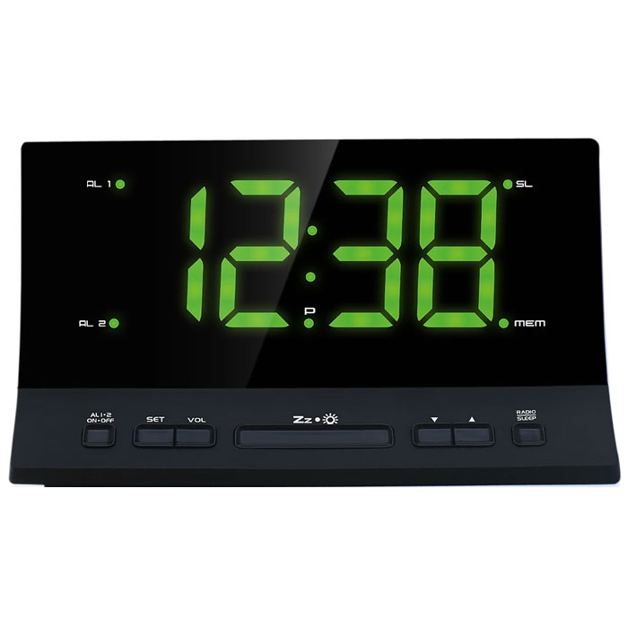 MAX CR-2907G, Black Green радиобудильник4630011250796 MAX CR-2907G, Black Green радиобудильник4630011250796Радио-будильник MAX CR-2907G выполнен в оригинальном форм-факторе. Он займет достойное место на столе жилой комнаты или офиса. В качестве сигнала можно использовать как зуммер, так и радио. Сигнал сработавшего будильника постепенно делается громче, поэтому владелец гарантированно его услышит. Радио-часы могут принимать передачи FM-радиостанций, предусмотрена возможность внести до 10 радиостанций в память устройства. В данной модели предусмотрена функция сна и возможность программируемого отключения через 5-60 минут, что позволяет радио-часам экономить энергию батарейки.