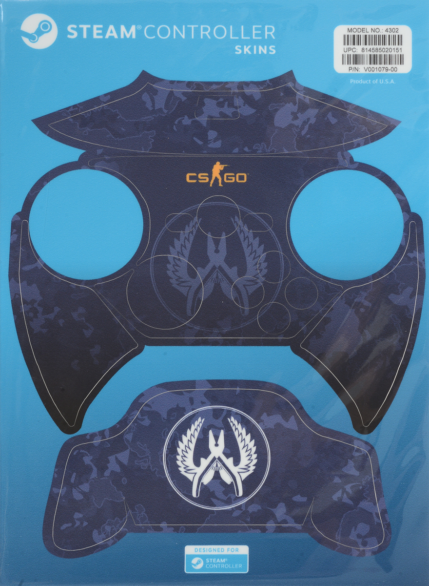 Valve CS:GO, Blue Camo комплект накладок для Steam Controller814585020151 Valve CS:GO, Blue Camo комплект накладок для Steam Controller814585020151Накладки для Steam Controller защитят устройство от повреждений и придадут ему индивидуальность. Их легко наклеить, а также легко удалить, к тому же они отлично подогнаны под размер контроллера.