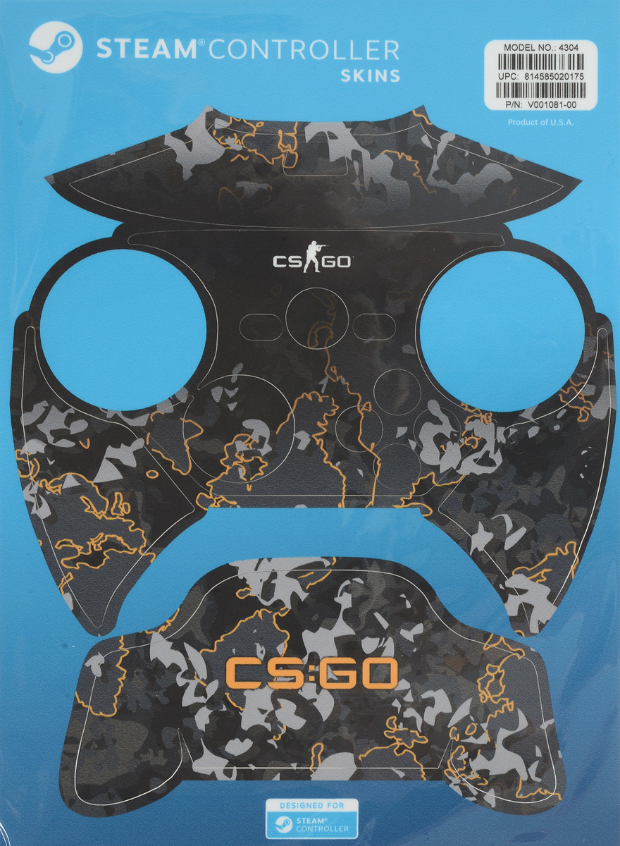 Valve CS:GO, Grey Camo комплект накладок для Steam Controller814585020175 Valve CS:GO, Grey Camo комплект накладок для Steam Controller814585020175Накладки для Steam Controller защитят устройство от повреждений и придадут ему индивидуальность. Их легко наклеить, а также легко удалить, к тому же они отлично подогнаны под размер контроллера.