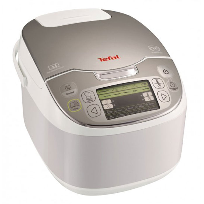 Tefal RK816E32 мультиваркаRK816E32 Tefal RK816E32 мультиваркаRK816E32Tefal RK816E32 - инновационная мультиварка с круговой циркуляцией воздуха и эффектом традиционной печи. Она способна выполнить функции вашего личного шеф-повара, избавив от долгого стояния у плиты. Данная модель обладает огромным количеством режимов, которые способны удовлетворить пожелания даже самого требовательного гурмана и самой ответственной хозяйки. Выбрав определенный из них, вы сможете заниматься иными своими делами, в то время как мультиварка самостоятельно приготовит необходимое блюдо. Мультиварка комплектуется прочной сферической чашей с антипригарным покрытием толщиной 2 мм, которая имеет 6 слоев. Сферическая форма используется для оптимальной круговой циркуляции воздуха. А непревзойденный вкус пищи достигается благодаря эффекту печи. Ультрасовременный 3D-нагрев обеспечивает равномерное тепло со всех сторон. Вам доступны 43 режима приготовления для любых блюд. Панель управления с пиктограммами создана для максимального удобства...