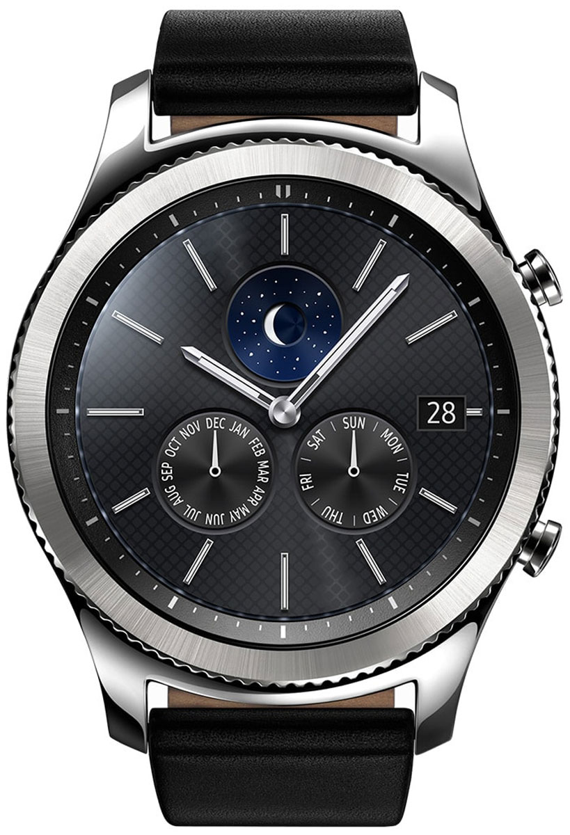 Samsung Gear S3 Classic, Silver смарт-часыSM-R770NZSASER Samsung Gear S3 Classic, Silver смарт-часыSM-R770NZSASERSamsung Gear S3 Classic - современная классика на вашем запястье, сочетание винтажного дизайна и современных технологий. Риски на безель нанесены с помощью лазера. Кнопки, выполненные в стиле классических заводных головок, гармонично дополняют дизайн корпуса. Gear S3 classic созданы с использованием сплава из нержавеющей стали 316L, обеспечивающей высокий уровень защиты. Gear S3 classic созданы, чтобы вы могли пользоваться ими несколько дней без подзарядки и подключения к смартфону. Gear S3 Classic вобрали в себя все самое лучшее от традиционных часов и инновационных устройств. Достаточно одного взгляда, чтобы оценить их потрясающий дизайн. А удобный ремешок, уникальный крутящийся безель, четкий циферблат и мощный аккумулятор делают смарт-часы такими удобными в использовании и позволяют пользоваться ими до 4-х дней без подзарядки. Обновленный полноцветный всегда активный экран практически неотличим от классического циферблата. Выбирайте интерфейс,...