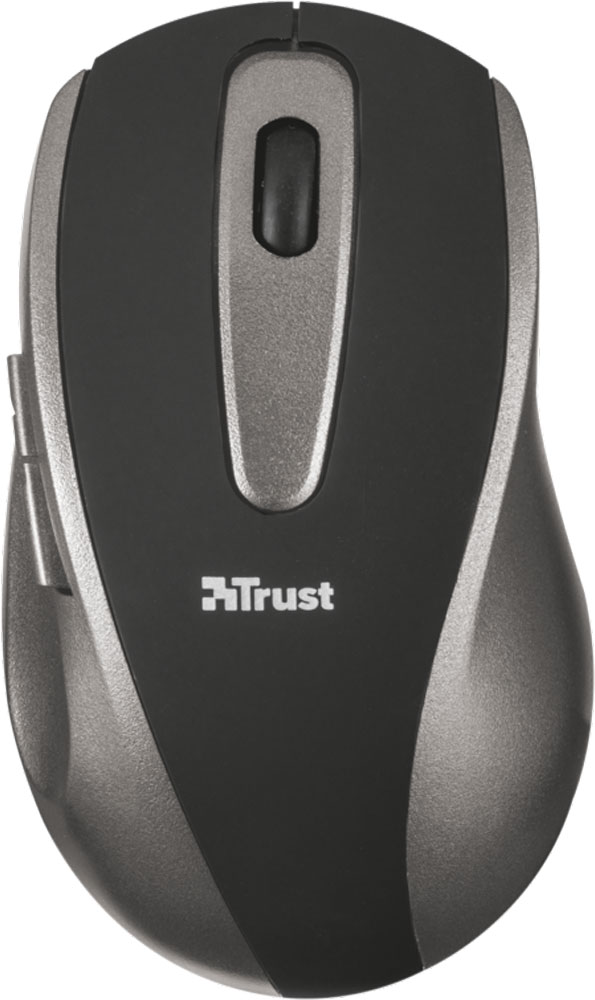 Trust EasyClick Wireless Mouse, Silver Black мышь16536 Trust EasyClick Wireless Mouse, Silver Black мышь16536Пятикнопочная беспроводная оптическая мышь Trust EasyClick с использованием новейшей оптической технологии, обеспечивающей чувствительность 1000 точек на дюйм. Беспроводная связь в диапазоне 2,4 ГГц обеспечивает плавную и быструю реакцию мыши на расстоянии до 8 метров. Благодаря новейшей технологии энергосбережения мышь работает намного дольше.