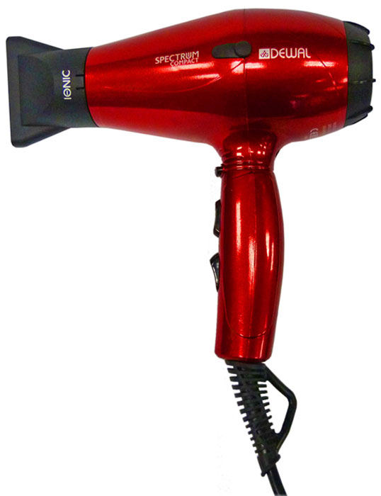 Dewal 03-109 Spectrum Compact, Red фен03-109 Red Dewal 03-109 Spectrum Compact, Red фен03-109 RedФен Dewal 03-109 Spectrum Compact – самый мощный из компактных фенов Dewal. Его профессиональный мотор 2100 Вт создает мощный воздушный поток, который легко и быстро сушит волосы любого типа. Съемный воздушный фильтр позволяет своевременно чистить мотор фена от пыли. Генератор, встроенный в ручку фена, создает отрицательно заряженные частицы ионов, которые благотворно влияют на здоровье волос, а также нейтрализуют статическое электричество. Фен Dewal имеет 2 скорости, 3 температурных режима и кнопку мгновенного охлаждения. Таким образом можно выбрать индивидуальный режим сушки для каждого клиента. Мощный мотор – до 8 часов непрерывной работы; Высокая скорость воздушного потока. Корпус фена разработан с учетом оптимизации расхода воздуха; Защита от перегрева Stop-heat. Защитный механизм на нагревательном элементе фена охлаждает корпус, сохраняет мотор, защищая его от перегрева, а также поддерживает оптимальную температуру для волос.