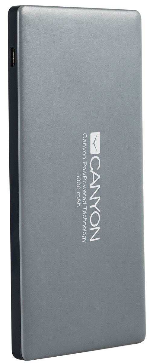 Canyon CNS-TPBP5DG, Dark Grey внешний аккумулятор (5000 мАч)CNS-TPBP5DG Canyon CNS-TPBP5DG, Dark Grey внешний аккумулятор (5000 мАч)CNS-TPBP5DGCanyon CNS-TPBP5 - настоящая находка для владельцев iPhone! Этот ультратонкий литий-полимерный внешний аккумулятор оснащен входом для lightning кабеля, а значит вам не нужно носить два провода: microUSB для зарядки аккумулятора и lightning для зарядки iPhone. Аккумулятор такой маленький и тонкий, что вы просто не почувствуете его в вашем кармане или сумке. С помощью двух USB-выходов он может заряжать два устройства одновременно. Емкости батареи должно хватить на 2 цикла заряда среднестатистического смартфона. По сравнению с обычными литий-ионными, литий-полимерные батареи тоньше, легче и меньше теряют заряд. Наслаждайтесь преимуществами новых технологий!