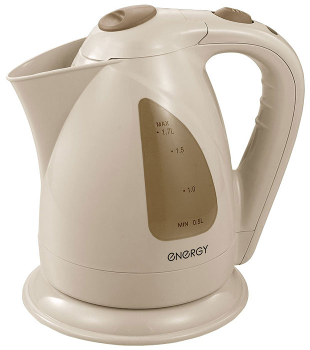 Energy E-203, Beige электрический чайник54 153130 Energy E-203, Beige электрический чайник54 153130Электрический чайник Energy E-203 прост в управлении и долговечен в использовании. Изготовлен из высококачественных материалов. Прозрачное окошко позволяет определить уровень воды. Мощность 2200 Вт позволит вскипятить 1,7 литра воды в считанные минуты. Беспроводное соединение позволяет вращать чайник на подставке на 360°. Для обеспечения безопасности при повседневном использовании предусмотрены функция автовыключения, а также защита от включения при отсутствии воды.