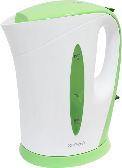 Energy E-215, White Green электрический чайник54 153139 Energy E-215, White Green электрический чайник54 153139Электрический чайник Energy E-215 прост в управлении и долговечен в использовании. Изготовлен из высококачественных материалов. Прозрачное окошко позволяет определить уровень воды. Мощность 2200 Вт позволит вскипятить 1,7 литра воды в считанные минуты. Для обеспечения безопасности при повседневном использовании предусмотрены функция автовыключения, а также защита от включения при отсутствии воды.