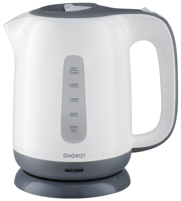 Energy E-274, White Gray электрический чайник54 164078 Energy E-274, White Gray электрический чайник54 164078Электрический чайник Energy E-274 прост в управлении и долговечен в использовании. Изготовлен из высококачественных материалов. Прозрачное окошко позволяет определить уровень воды. Мощность 2200 Вт позволит вскипятить 2 литра воды в считанные минуты. Беспроводное соединение позволяет вращать чайник на подставке на 360°. Для обеспечения безопасности при повседневном использовании предусмотрены функция автовыключения, а также защита от включения при отсутствии воды.