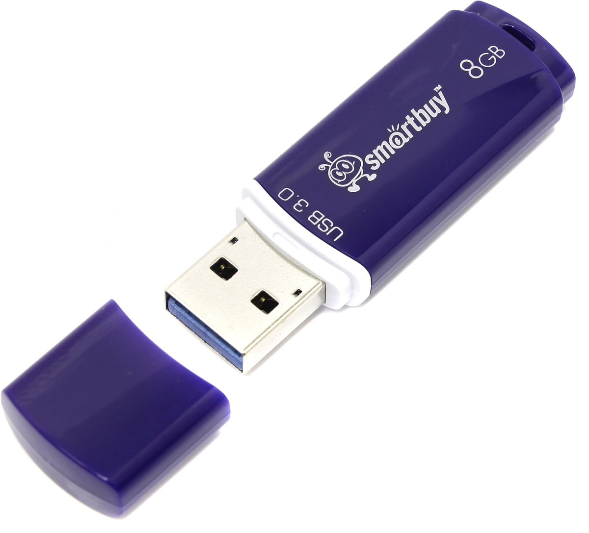 SmartBuy Crown 3.0 8GB, Blue USB-накопительSB8GBCRW-Bl SmartBuy Crown 3.0 8GB, Blue USB-накопительSB8GBCRW-BlСтильный, компактный и производительный накопитель SmartBuy Crown позволит вам значительно расширить свои возможности в области обмена данными между устройствами или людьми. Эта флешка позволяет быстро передавать большое количество информации, от документов и фотографий до музыки и фильмов. Дизайн устройства предусмотрен таким образом, что колпачок можно прикрепить сзади корпуса (по типу шариковой ручки), что позволяет не потерять его.