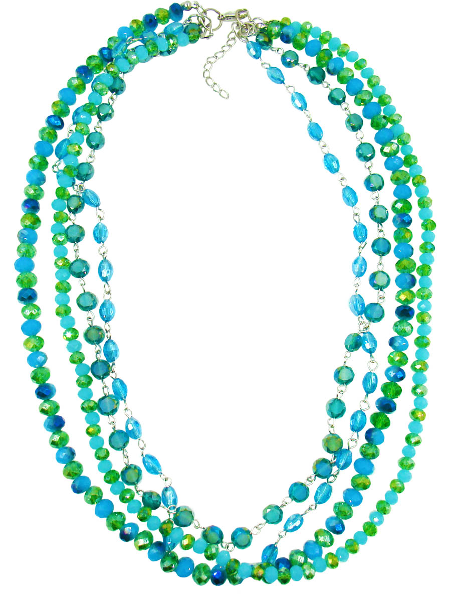 Колье Taya, цвет: бирюзовый, зеленый. T-B-10133-NECK-ML.BLUET-B-10133-NECK-ML.BLUE Колье Taya, цвет: бирюзовый, зеленый. T-B-10133-NECK-ML.BLUET-B-10133-NECK-ML.BLUEСтильное колье модного дизайна поможет создать уникальный и запоминающийся образ. Выполнена модель из гипоаллергенного бижутерного сплава. Создано из нежных соединенных между собой бусин. Колье имеет надежную застежку-карабин с регулирующей длину цепочкой.