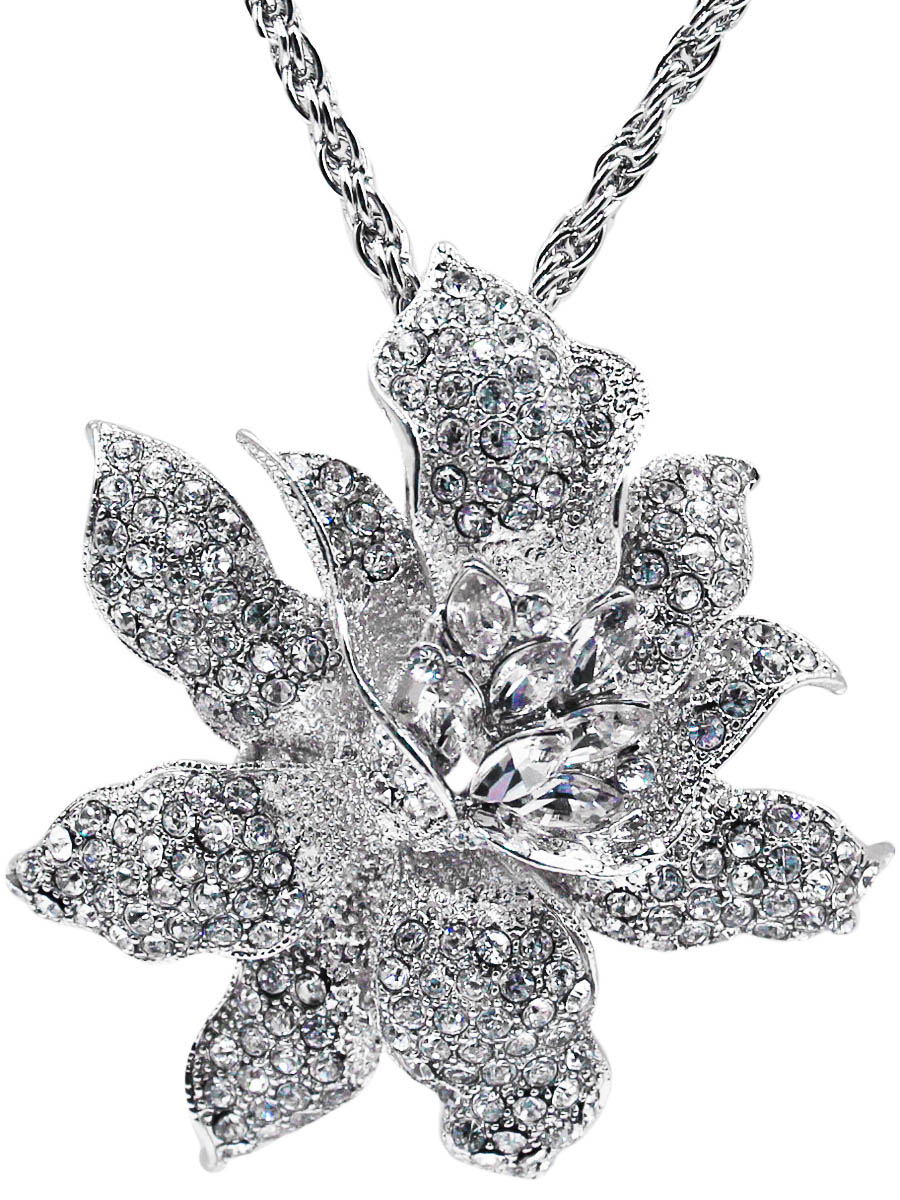 Брошь-кулон с цепочкой Taya, цвет: серебристый. T-B-10909-NECK-SILVERT-B-10909-NECK-SILVER Брошь-кулон с цепочкой Taya, цвет: серебристый. T-B-10909-NECK-SILVERT-B-10909-NECK-SILVERБрошь-кулон на цепочке с удлинением. Кулон - волшебная многоярусный цветок ириса с капельками-стразами. Размеры: длина 72 см + удлинение 7 см. Кулон-брошь 7,0 х 5,7 см.