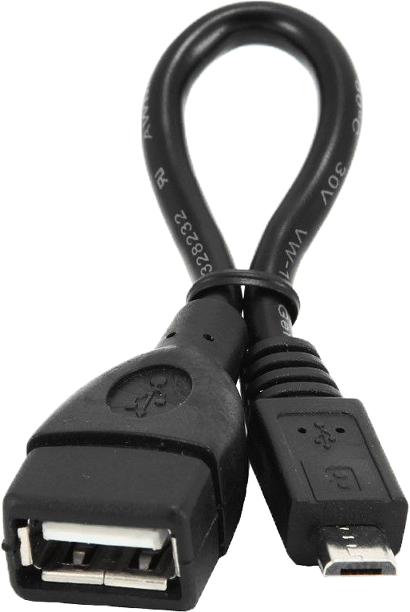 Cablexpert A-OTG-AFBM-001, Black OTG-кабель (0,15 м)A-OTG-AFBM-001 Cablexpert A-OTG-AFBM-001, Black OTG-кабель (0,15 м)A-OTG-AFBM-001С помощью Cablexpert A-OTG-AFBM-001 вы сможете подключить любые устройства имеющие разъем USB к порту microUSB OTG (On-The-Go) вашего девайса. Кабель сделан с использованием самых современных технологий литья. Штекер и разъем кабеля надежно прикреплены и покрыты антикоррозийным слоем хрома. Для предохранения от переломов, места стыковки усилены эластичными вставками. Имеет незначительную длину, всего 15 сантиметров, он достаточно простой и удобный в использовании. Сделан из высококачественных материалов, которые абсолютно безвредны для здоровья человека.