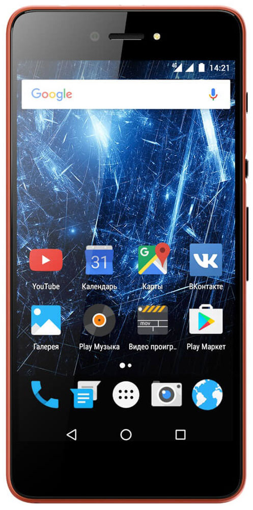 Highscreen Razar, Red Orange23845 Highscreen Razar, Red Orange23845Highscreen Razar - компактный смартфон с прекрасной селфи-камерой. В борьбе за технические характеристики многие производители забывают уделить внимание дизайну. Highscreen считает дизайн одним из главных преимуществ, ведь испытывать приятные эмоции от взаимодействия со своим смартфоном - это прекрасно. Продуманная эргономика, мягкие изгибы корпуса и минимальная толщина 7.6 мм - все это Razar. Сдвиньте вниз специальную кнопку HiSlide, и камера запустится. В одно движение переключайтесь между основной и фронтальной камерами, а чтобы сделать фото просто нажмите кнопку громкости вниз. Эта функция незаменима при съемке селфи или в холодное время года, когда так не хочется снимать перчатки. Широкоугольная 5 Мпикс фронтальная камера Highscreen Razar позволяет захватить как можно больше объектов в кадре, а встроенная технология улучшения изображения поможет скрыть недостатки или изменять цвет в реальном времени. Основная камера на 8...