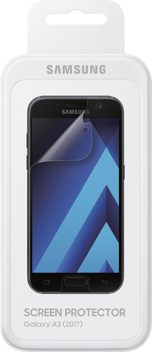 Samsung ET-FA320 защитная пленка для Galaxy A3 (2017), 2 штET-FA320CTEGRU Samsung ET-FA320 защитная пленка для Galaxy A3 (2017), 2 штET-FA320CTEGRUЗащитная пленка Samsung ET-FA320 предназначена для защиты поверхности экрана Galaxy A3 (2017) от царапин, потертостей, отпечатков пальцев и прочих следов механического воздействия. Структура пленки позволяет ей плотно удерживаться без помощи клеевых составов и выравнивать поверхность при небольших механических воздействиях. Пленка практически незаметна на экране смартфона и сохраняет все характеристики цветопередачи и чувствительности сенсора. На защитной пленке есть все технологические отверстия.