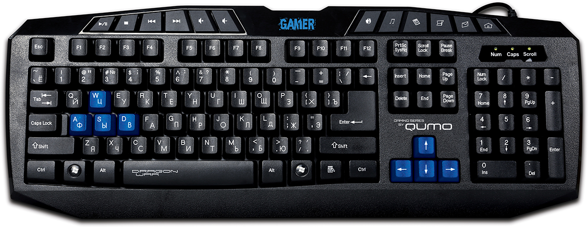 Qumo Dragon War Gamer, Black игровая клавиатура20798 Qumo Dragon War Gamer, Black игровая клавиатура20798Игровая клавиатура Qumo Dragon War Gamer имеет агрессивную и уникальную форму, элегантный и стильный внешний вид. Оснащена широкой и комфортной подставкой для рук. Чувствительные клавиши выдерживают до 10 миллионов нажатий.