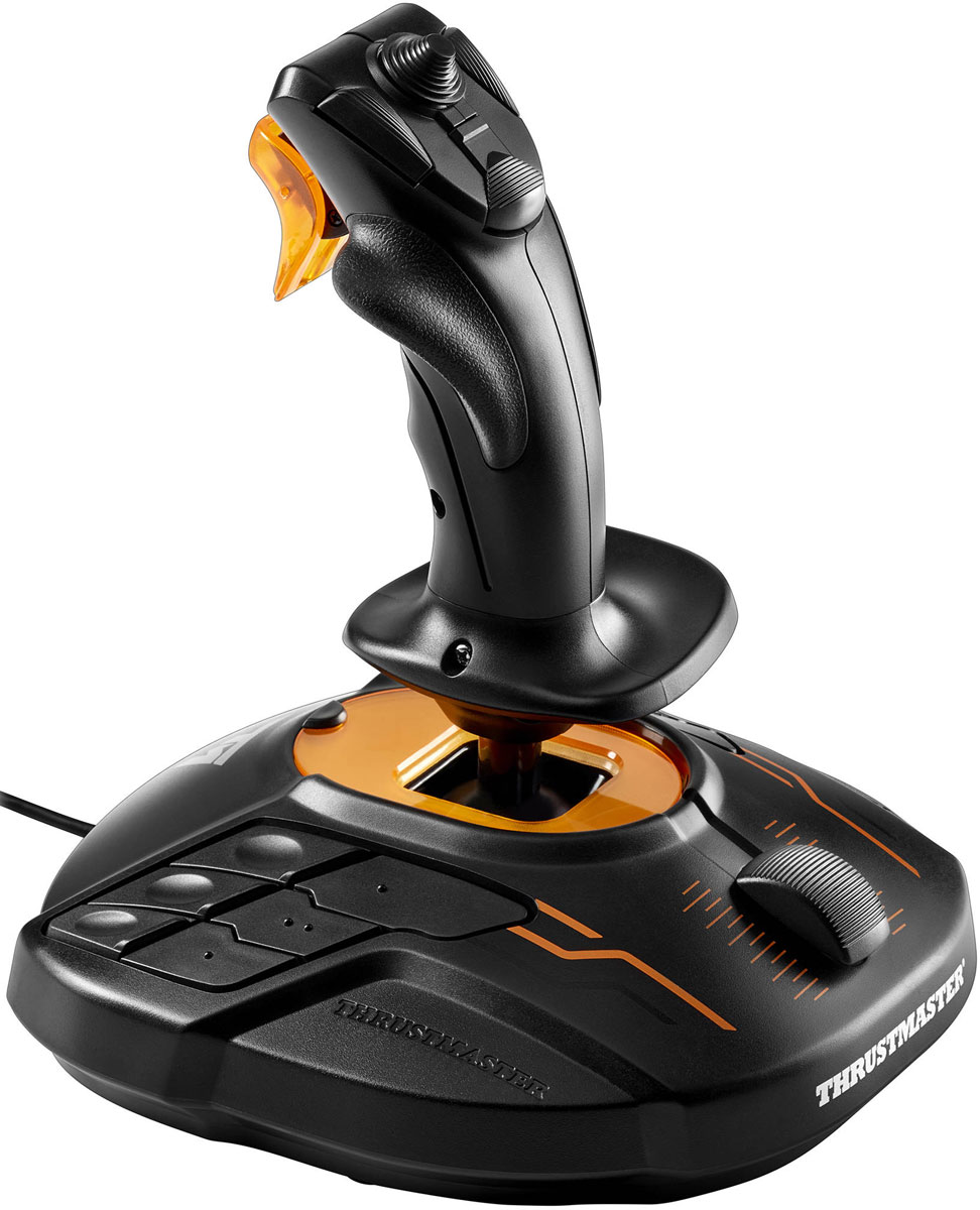 Thrustmaster T-16000M FSC джойстикTHR49 Thrustmaster T-16000M FSC джойстикTHR49Thrustmaster T-16000M FSC - джойстик с магнитной технологией H.E.A.R.T: хирургическая точность для воздушного боя, в том числе в средах ВР. 3 съемных компонента обеспечивают превосходную подгонку джойстика для работы левой или правой рукой. Магниты: отсутствие трения и крайняя точность, не убывающая со временем. 16 функциональных кнопок с сенсорной идентификацией Переключатель для настройки 12 кнопок на базе для левой или правой руки 4 независимых оси, включая поворотный переключатель руля направления (управляется поворотом джойстика) Эргономичный триггер для торможения (гражданские полеты) или быстрого огня (военные полеты, космическая симуляция) Многопозиционный переключатель (панорамный обзор) Широкий упор для снижения нагрузки на руку Утяжеленная база для повышенной стабильности ПО Thrustmaster Advanced pRogramming Graphical EdiTor: комбинирование с другими устройствами Thrustmaster (распознаются как единое USB-устройство), а...