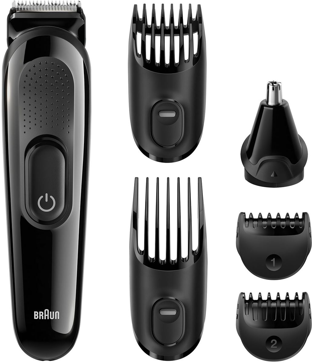 Универсальный триммер для стайлинга Braun MGK302081577096 Универсальный триммер для стайлинга Braun MGK302081577096Максимальная точность для 100%-ного контроля вашего стиля. Универсальный набор для стайлинга Braun - это принадлежности для стрижки волос на лице и голове в одном комплекте. Благодаря потрясающим насадкам триммер способен с легкостью выполнять 6 различных задач и обеспечивать контроль над образом. Преимущества: В комплект входят 4 гребня с 13 точными настройками длины от 0,5 до 21 мм. Триммер для стрижки волос в ушах и носу также входит в комплект Время работы: 40 минут использования после 10-часовой подзарядки Острые лезвия с неограниченным сроком службы обеспечивают максимальную точность Прибор можно промывать под проточной водой