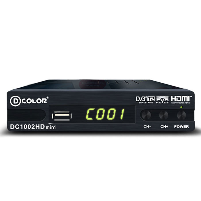 D-Color DC1002HD Mini цифровой ТВ-тюнер6907325810120 D-Color DC1002HD Mini цифровой ТВ-тюнер6907325810120Цифровой ТВ-тюнер D-Color DC1002HD Mini отвечает всем самым современным требованиям к цифровым ресиверам. Новейшее ПО и качественные комплектующие позволяют передавать четкую, яркую, сочную картинку даже в самых отдаленных регионах России. Процессор: MStar 7T01 со встроенным демодулятором Тюнер: Maxliner 608 Тип корпуса: металлический Диапазон принимаемых частот: 174-862 MГц.