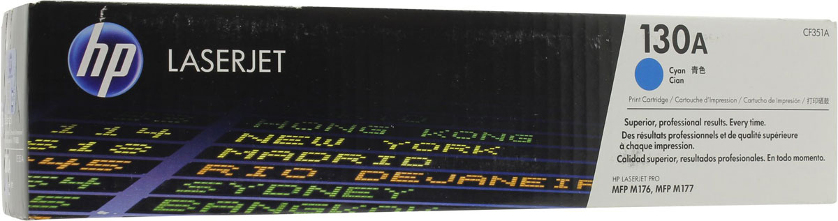 HP CF351A (130A), Cyan картридж для LaserJet Pro M153/M176/M177CF351A HP CF351A (130A), Cyan картридж для LaserJet Pro M153/M176/M177CF351AРасходные материалы для печати HP 130 LaserJet обеспечивают эффективность вашей работы дома и в офисе. Печатайте документы и маркетинговые материалы профессионального качества. Забудьте о напрасной трате времени и расходных материалов: оригинальные картриджи HP специально разработаны для вашего цветного многофункционального устройства HP LaserJet Pro. Оригинальные картриджи HP обеспечивают стабильно высокое качество печати. Забудьте о повторной печати, напрасно потраченных расходных материалах и задержках, которые могут возникнуть при работе с повторно заправленными картриджами и привести к дополнительным расходам. Сделайте выбор в пользу развития бизнеса. Использование оригинальных картриджей HP гарантирует качественную, надежную печать, позволяя выполнять поставленные задачи в рамках бюджета. Не тратьте время впустую. Несколько секунд на замену оригинальных картриджей HP - и ваш принтер снова готов к работе. Картриджи HP предназначены специально для...