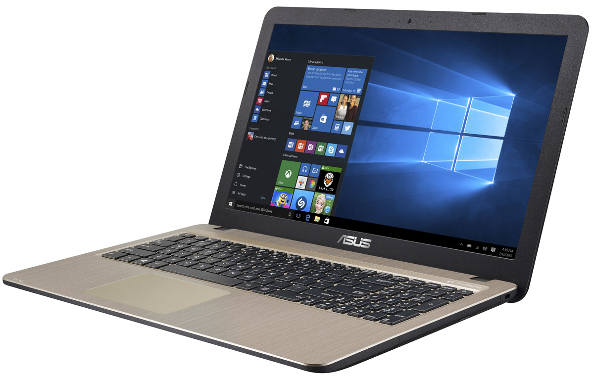 ASUS VivoBook X540SA, Chocolate Black (X540SA-XX032T)90NB0B31-M00800 ASUS VivoBook X540SA, Chocolate Black (X540SA-XX032T)90NB0B31-M00800Asus VivoBook X540SA - это современный стильный ноутбук для ежедневного использования как дома, так и в офисе. Для быстрого обмена данными с периферийными устройствами X540SA предлагает высокоскоростной порт USB 3.1 (5 Гбит/с), выполненный в виде обратимого разъема Type-C. Его дополняют традиционные разъемы USB 2.0 и USB 3.0. В число доступных интерфейсов также входят HDMI и VGA, которые служат для подключения внешних мониторов или телевизоров, и разъем проводной сети RJ-45. Кроме того, у данной модели имеется кард-ридер формата SD/SDHC/SDXC. Благодаря эксклюзивной аудиотехнологии SonicMaster встроенная аудиосистема ноутбука может похвастать мощным басом, широким динамическим диапазоном и точным позиционированием звуков в пространстве. Кроме того, ее звучание можно гибко настроить в зависимости от предпочтений пользователя и окружающей обстановки. Круглые динамики с большими резонансными камерами (19,4 см3) обеспечивают улучшенную...