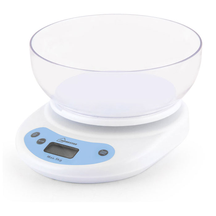 HomeStar HS-3001, White кухонные весы54 002661 HomeStar HS-3001, White кухонные весы54 002661HomeStar HS-3001 - электронные кухонные весы с LCD-дисплеем, функцией тары и автоматического отключения. Данная модель имеет чашу круглой формы объемом 1,2 л для максимально удобного процесса взвешивания. Это простой и быстрый способ проверить вес продуктов и других товаров.