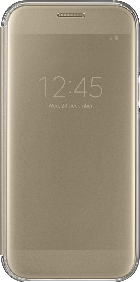Samsung EF-ZA520 ClearView чехол для Galaxy A5 (2017), GoldEF-ZA520CFEGRU Samsung EF-ZA520 ClearView чехол для Galaxy A5 (2017), GoldEF-ZA520CFEGRUSamsung ClearView, созданный специально для модели смартфона Galaxy A5 2017, позволяет идти в ногу со временем и является одной из разновидностей умных чехлов. Чехол надежно защищает смартфон со всех сторон, включая экран, от царапин, пыли и повреждений. При этом защиту экрана обеспечивает прозрачная крышка из оргстекла, покрытого лаком. Она настолько функциональна, что сквозь нее виден весь дисплей целиком. Так вы всегда будете в курсе происходящего: новостей, времени, погоды, входящих сообщений и уведомлений. Чехол на страже вашего времени - при звонке не нужно открывать чехол - прозрачная лаковая поверхность чехла реагирует на прикосновения и позволяет вам ответить на важные звонки, не открывая крышки смартфона.