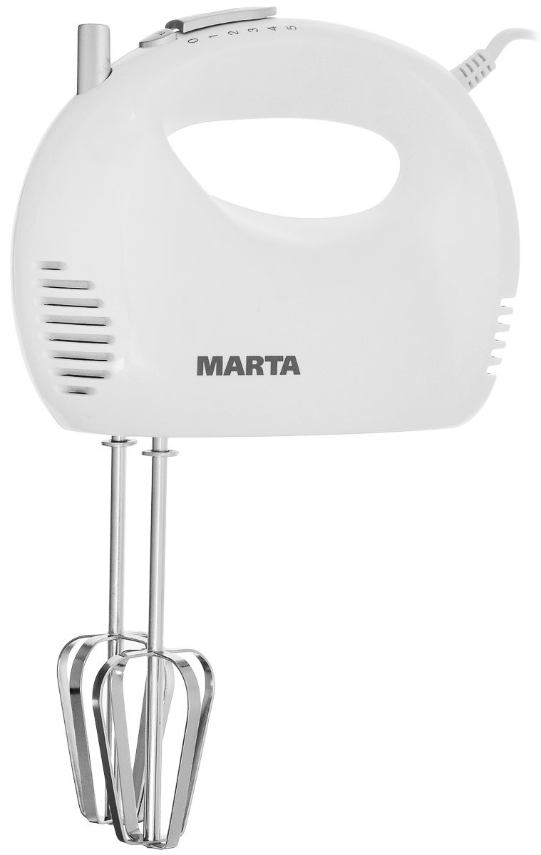 Marta MT-1508, White миксерMT-1508 Marta MT-1508, White миксерMT-1508Компактный миксер Marta MT-1508 с комплектом насадок подходят для смешивания жидкостей, замешивания теста, взбивания яиц или крема, приготовления пюре. Миксер удобен и прост в использовании, имеет эргономичный дизайн корпуса, выполненного из высококачественного пластика. 5 скоростных режимов и дополнительная функция турбо позволят выбрать оптимальную скорость вращения насадок для любого продукта. Кнопка извлечения насадок упрощает уход за миксером после окончания работы. Миксер производится в пяти цветах корпуса и легко впишется в дизайн любой кухни, не занимая много места, но при этом оставаясь всегда под рукой.