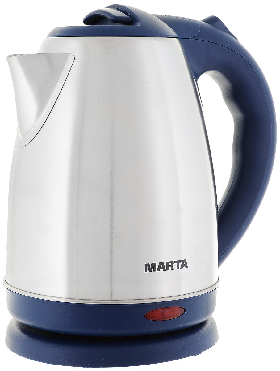 Marta MT-1083, Blue чайник электрическийMT-1083 Marta MT-1083, Blue чайник электрическийMT-1083Мощный металлический чайник Marta MT-1083 для использования в любых условиях. Корпус чайника изготовлен из высококачественной экологически чистой нержавеющей стали с антибактериальным эффектом и сохраняет все натуральные свойства воды. Плоское дно внутри чайника очень функционально - легко моется, противостоит накипи, не ржавеет, не корродирует, а значит, обеспечивает максимально долгий срок службы чайника. Крайне важная и быстро ставшая привычной функция, обеспечивающая исключительное удобство и безопасность на любой кухне. Чайник можно снимать и ставить на базу с любой стороны без каких-либо усилий и риска обжечься. Автоматическое отключение при закипании или недостаточном количестве воды обезопасит чайник от преждевременного выхода из строя.