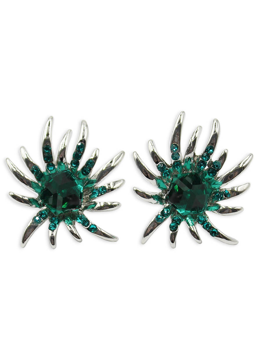 Серьги Taya, цвет: серебристый, изумрудный. T-B-12375T-B-12375-EARR-SL.EMERALD Серьги Taya, цвет: серебристый, изумрудный. T-B-12375T-B-12375-EARR-SL.EMERALDСерьги-гвоздики с заглушкой металл-пластик изготовлены из бижутерного сплава. Оригинальные серьги выполнены в форме круга с лучиками. Середина украшена изумрудными камнями.