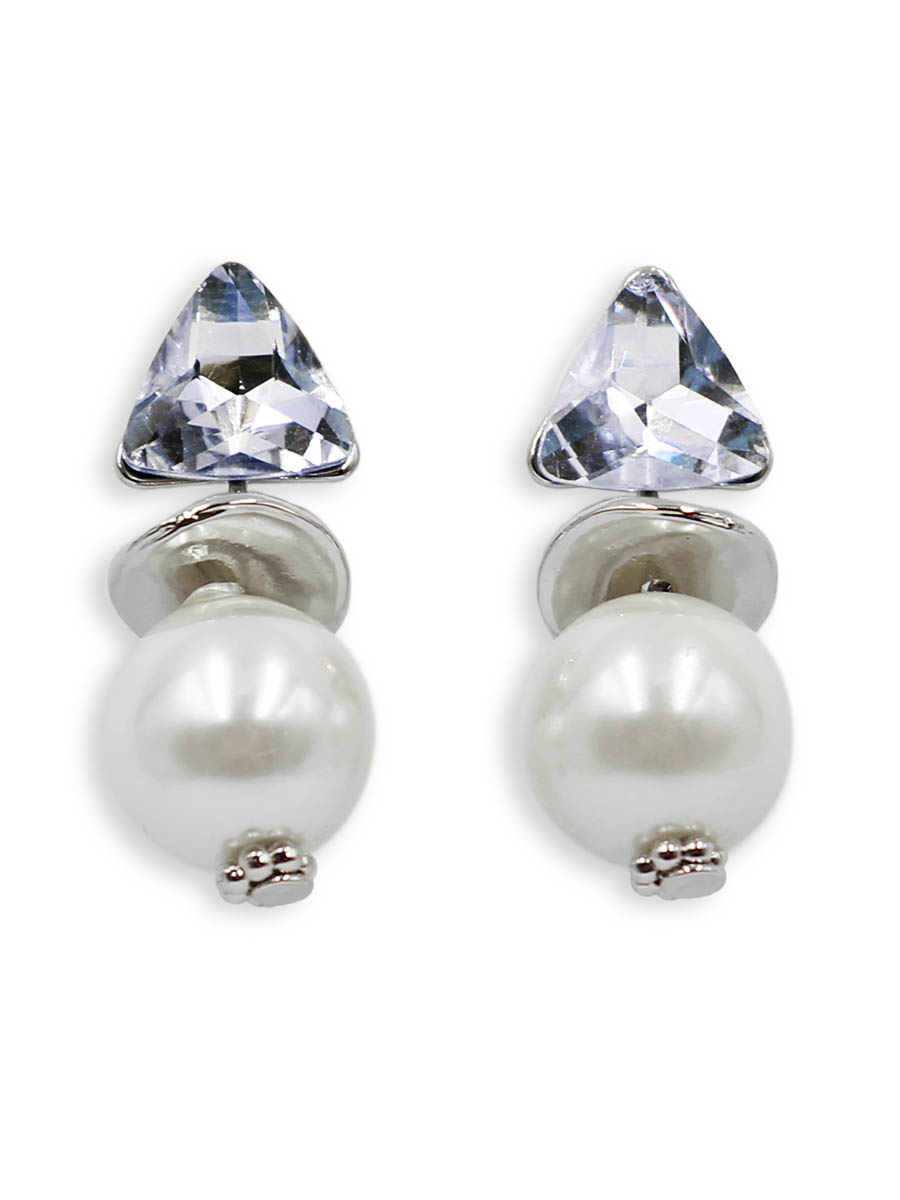 Серьги Taya, цвет: серебристый, перламутровый. T-B-12402T-B-12402-EARR-SL.PEARL Серьги Taya, цвет: серебристый, перламутровый. T-B-12402T-B-12402-EARR-SL.PEARLСерьги-гвоздики с заглушкой металл-пластик изготовлены из бижутерного сплава. Состоят из трех подвижных частей: кристалла, серебряной пластины выпуклой формы и чудесной жемчужины.
