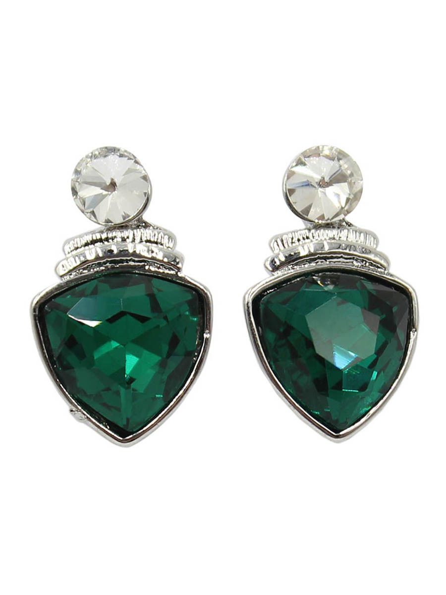 Серьги Taya, цвет: серебристый, зеленый. T-B-12416T-B-12416-EARR-SL.GREEN Серьги Taya, цвет: серебристый, зеленый. T-B-12416T-B-12416-EARR-SL.GREENСерьги-гвоздики с заглушкой металл-пластик изготовлены из бижутерного сплава. Крупный прозрачный кристалл закрывает прокол в мочке уха. Ниже расположен ромб с темным кристаллом. Легкие удобные универсальные сережки на каждый день к любому наряду.
