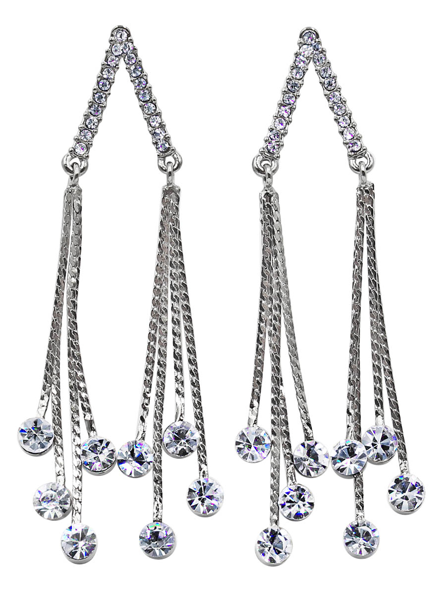 Серьги Taya, цвет: серебристый. T-B-12446T-B-12446-EARR-SL.HEMATITE Серьги Taya, цвет: серебристый. T-B-12446T-B-12446-EARR-SL.HEMATITEСерьги-гвоздики с заглушкой металл-пластик изготовлены из бижутерного сплава. Выполнено изделие с подвесками-цепочками. Подвески плоские, на концах каждой из них великолепные сверкающие кристаллы, очень похожие на настоящие росинки.