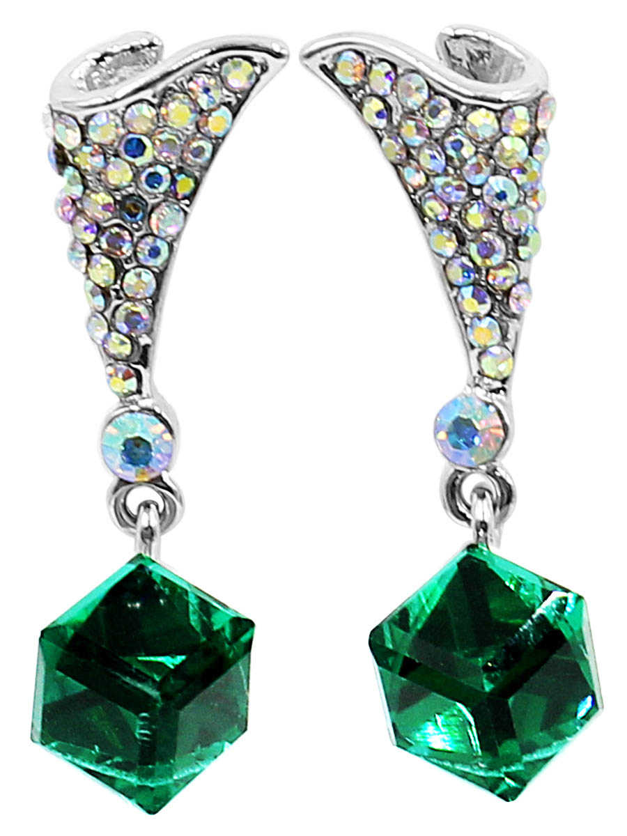 Серьги Taya, цвет: разноцветный, зеленый. T-B-12473T-B-12473-EARR-ML.GREEN Серьги Taya, цвет: разноцветный, зеленый. T-B-12473T-B-12473-EARR-ML.GREENСерьги-гвоздики с заглушкой металл-пластик изготовлены из гипоаллергенного бижутерного сплава. Верхняя часть виде платочка, собранного на конус и усыпанного радужными стразами. Нижний кубик ярко-зеленый и полупрозрачный.