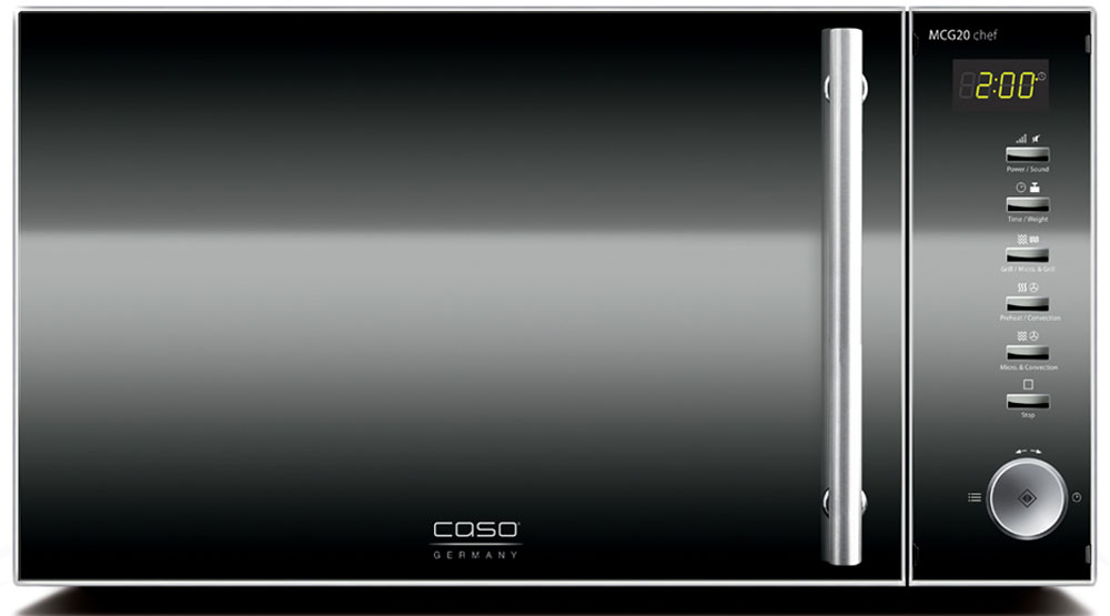 CASO MCG 20 Chef СВЧ-печьMCG 20 Chef CASO MCG 20 Chef СВЧ-печьMCG 20 ChefCASO MCG 20 - стильная СВЧ-печь в оригинальном черно-серебристом корпусе. Зеркальная передняя панель подчеркивает изящество дизайна. Данная модель имеет внутреннее освещение и удобное электронное управление для максимально комфортной эксплуатации. Множество автоматических программ, а также таймер со звуковым сигналом также поможет быстро и просто приготовить то или иное блюдо. Автоматических программ: 16 Конвекция: 10 уровней, 110-200 °C Возможность отключения звукового сигнала Таймер: 95 мин