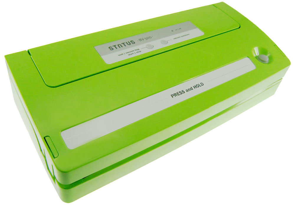 Status BV 500, Green вакуумный упаковщикBV 500 Green Status BV 500, Green вакуумный упаковщикBV 500 GreenStatus BV 500 - вакуумный упаковщик для надежного хранения пищевых продуктов (как мяса и рыбы, так и овощей и фруктов) без потери их питательных свойств. Автоматическое и ручное управление вакуумированием и сваркой пакетов обеспечивает оптимальную свежесть упакованных продуктов. С помощью специальной насадки Status BV 500 может откачивать воздух из контейнеров. Оснащен встроенным отсеком для рулонной пленки.