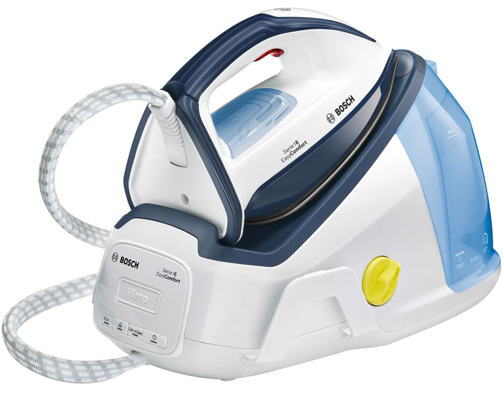 Bosch TDS6010 гладильная системаTDS6010 Bosch TDS6010 гладильная системаTDS6010С Bosch TDS6010 вы можете гладить нон-стоп. Профессиональный подход к легкому глаженью вашего белья благодаря возможности установки оптимальной температуры для всех видов тканей. Подошва CeraniumGlisseePro: отлично скользящая и устойчивая к царапинам подошва, мгновенно обеспечивающая превосходный результат глаженья Некоторые ткани требуют более высокой температуры глажения. Некторые - более низкой. Индикатор сообщит вам когда, достигнута нужная температура. Дисплей будет мигать в процессе нагревания или остывания утюга до тех пор, пока не достигнет необходимо температуры. Calc’nClean Perfect: высокоэффективная система очистки от накипи для станции и утюга. Специальная программа очистки удаляет известковый налет и частички грязи из утюга и ополаскивает его. Вся накипь скапливается в резервуаре. Функция calc’n’clean timer подает автоматический сигнал о необходимости очистки. Все, что нужно - одно нажатие для особо сложных складок....