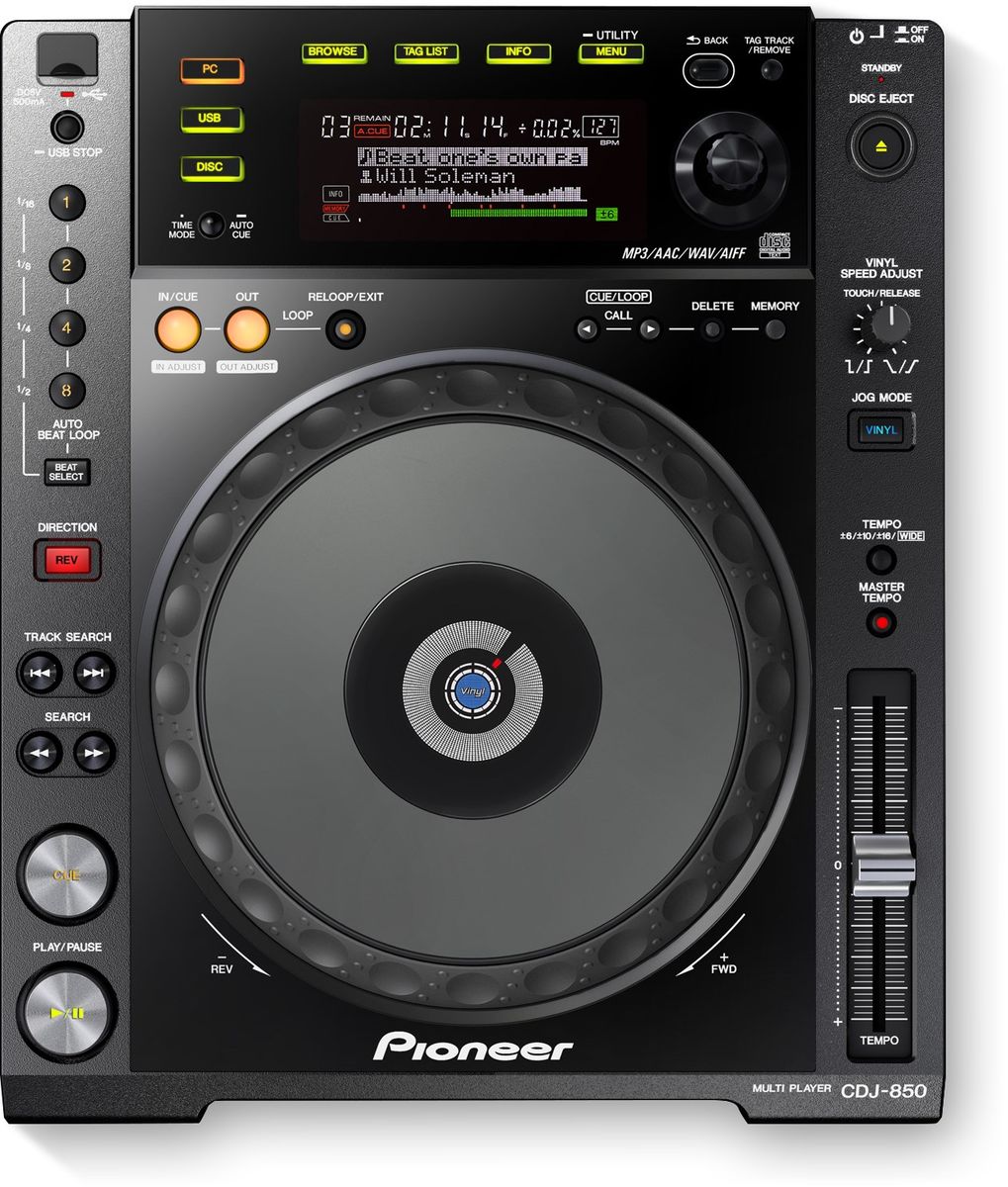 Pioneer CDJ-850-K DJ проигрыватель375310 Pioneer CDJ-850-K DJ проигрыватель375310DJ-проигрыватель Pioneer CDJ-850-K с полноразмерным джогом выполнен в стильном черном цвете и идеально впишется в любой интерьер. Вы можете работать с CD, USB или напрямую с PC или Mac. Устройство имеет полноценный профессиональный джог диаметром 206 мм, который является индустриальным стандартом, и большой дисплей. USB HID интерфейс позволяет использовать плеер как контроллер для компьютерных программ. CDJ-850-K поддерживает файлы MP3, AAC, AIFF и WAV. Pioneer CDJ-850-K поставляется вместе с программой управления музыкальной библиотекой rekordbox. Программа анализирует BPM и позиции битов в треках, находящихся на компьютере, позволяя диджеям упорядочить музыку по жанрам, а также создавать плейлисты перед выступлением. Более того, треки и плейлисты можно легко перенести на компьютер через USB. Вы сможете редактировать свои плейлисты и непосредственно во время выступления. Функция Auto Beat Loop для идеальных петель: при нажатии кнопки...