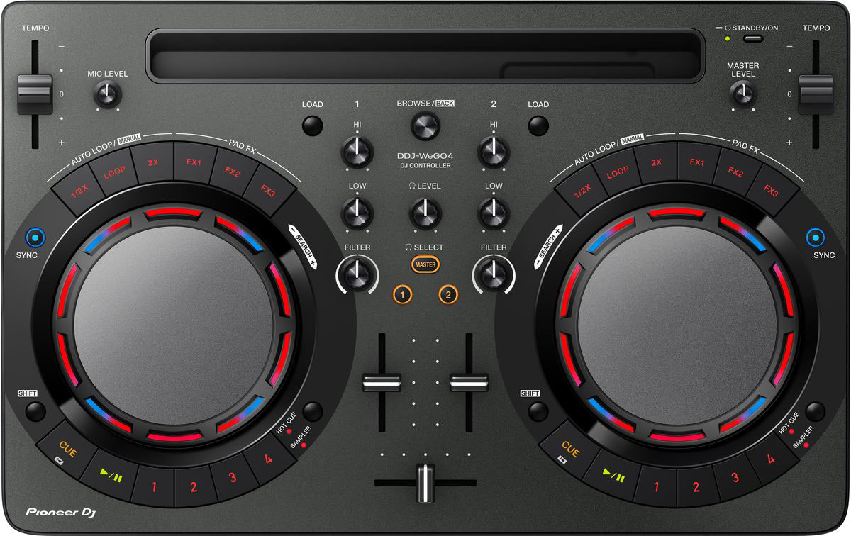 Pioneer DDJ-WEGO4-K DJ контроллер для начинающих397981 Pioneer DDJ-WEGO4-K DJ контроллер для начинающих397981Не надо долго искать, с чего начать! Pioneer DDJ-WEGO4-K - как раз то, что нужно начинающему диджею, чтобы сделать первые шаги. С помощью этого почти невесомого контроллера можно микшировать треки из фонотеки iTunes твоего iPad, или работать с музыкой, хранящейся на ноутбуке. В модели есть всё для того, чтобы научиться сводить профессионально: кнопки play/cue, регуляторы эквалайзера, ползунковые регуляторы темпа, кроссфейдер и джог для скретча. Унаследованные от профессионального оборудования семплер, Hot Cues и эффекты Pad FX добавят твоим выступлениям еще больше творческого разнообразия. Подключить DDJ-WeGO4 очень просто, просто подсоедини поставляемый в комплекте кабель USB или Lightning-кабель, и готово. iPad надежно фиксируется в слоте на контроллере под углом, удобным для обзора. Использование встроенного динамика компьютера как мастер выхода и подключение наушников к контроллеру. Переключение между 3-полосным эквалайзером,...