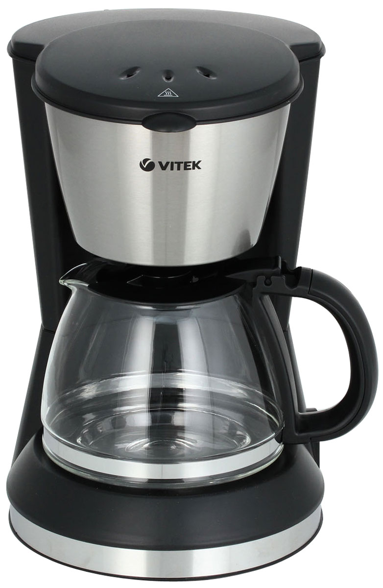 Vitek VT-1506(BK) кофеваркаVT-1506(BK) Vitek VT-1506(BK) кофеваркаVT-1506(BK)Vitek VT-1506(BK) - простая в эксплуатации кофеварка капельного типа. Ей можно пользоваться как дома, так и в офисе. Кофеварка комплектуется стеклянным резервуаром, который можно снять и использовать в качестве кувшина. Ёмкость резервуара - 0,7 литров, что достаточно для приготовления 5 порций кофе. Благодаря градуировке резервуара, вы будете иметь представление о том, сколько воды осталось в резервуаре и сколько чашек ещё можно наполнить. Авто-подогрев позволяет надолго сохранять кофе горячим, вкусным и ароматным. Благодаря своему стильному дизайну кофеварка подойдет практически к любой кухне, а большая колба для кофе обеспечит вас ароматным напитком на целый день.