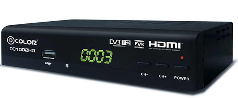 D-Color DC1002HD DVB-T2 цифровой ТВ-тюнер6907325810021 D-Color DC1002HD DVB-T2 цифровой ТВ-тюнер6907325810021Цифровой ТВ-тюнер D-Color DC1002HD отвечает всем самым современным требованиям к цифровым ресиверам. Новейшее ПО и качественные комплектующие позволяют передавать четкую, яркую, сочную картинку даже в самых отдаленных регионах России. Процессор: MStar 7T01 со встроенным демодулятором Тюнер: Maxliner 608 Тип корпуса: металлический Диапазон принимаемых частот: 174-862 MГц.
