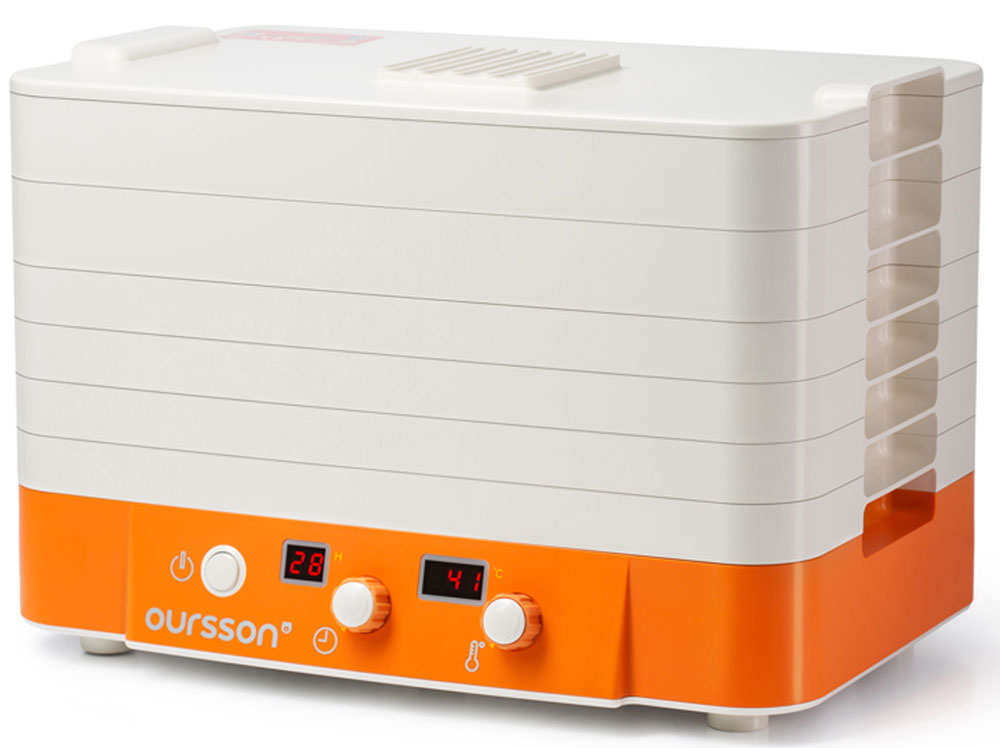 Oursson DH2400D/OR дегидратор-ферментаторDH2400D/OR Oursson DH2400D/OR дегидратор-ферментаторDH2400D/ORВяленье мяса и рыбы, приготовление домашнено йогурта, кефира, сметаны, творога. Дегидрирование овощей, фруктов или грибов. Дегидратор- ферментатор поможет заготовить продукты впрок и чтобы они при этом не потеряли своих полезных свойств. Необходимо заготовить продукты впрок и чтобы они при этом не потеряли своих полезных свойств? Дегидратор Oursson DH2400D - это электробытовой прибор, который поможет прекрасно справиться с этой задачей. В нем вы можете заготовить овощи, фрукты и грибы, вялить мясо, рыбу и птицу, ферментировать йогурт, творог, сметану, кефир и многое другое. Электронное управление поможет выставить правильную температуру в пределах от 35 до 70°С, и покажет время, необходимое для процесса дегидрирования, вяления или ферментации. Прибор изготовлен из безопасного BPA Free ABS пластика, имеет 6 вместительных лотков для сушки разной высоты и 4 емкости для ферментации. Во время сушки или вяления из фруктов, овощей, мяса или рыбы испаряется...