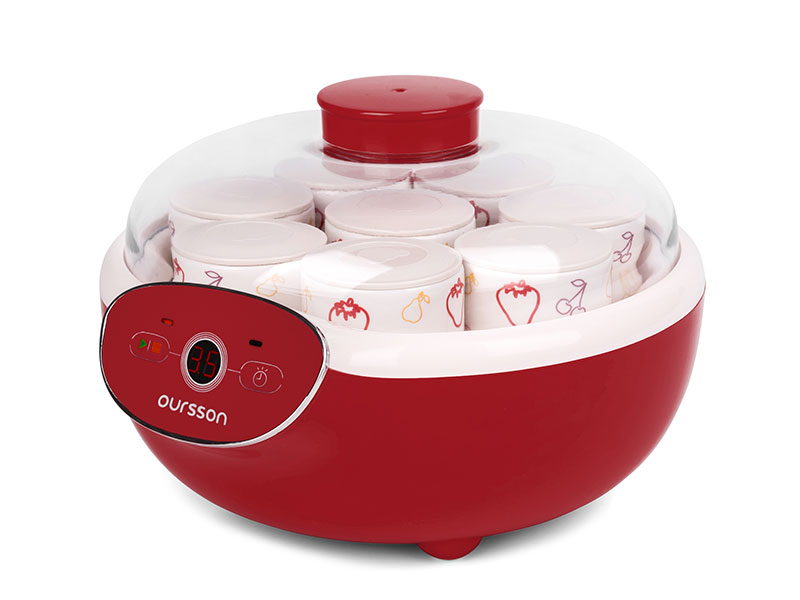 Oursson FE1105D/RD йогуртницаFE1105D/RD Oursson FE1105D/RD йогуртницаFE1105D/RDГотовьте настоящий, живой йогурт термостатным способом каждый день! Йогуртница FE1105 с восемью керамическими баночками по 125 мл, таймером обратного отсчета, сигналом по окончании приготовления идеально подходит для приготовления и хранения полезного кисломолочного продукта. Используйте одновременно все 8 керамических баночек. Керамические баночки хорошо распределяют как тепло, так и холод, а крышечка с силиконовым кольцом плотно закрывают баночки.
